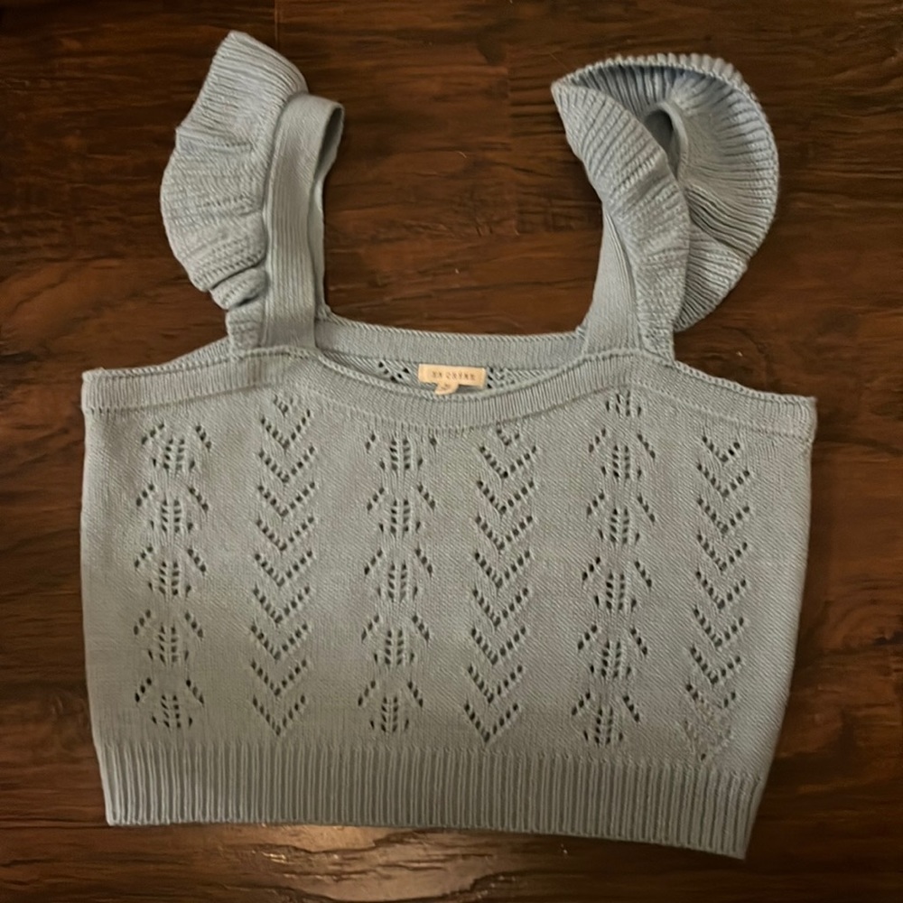 blue knitted top